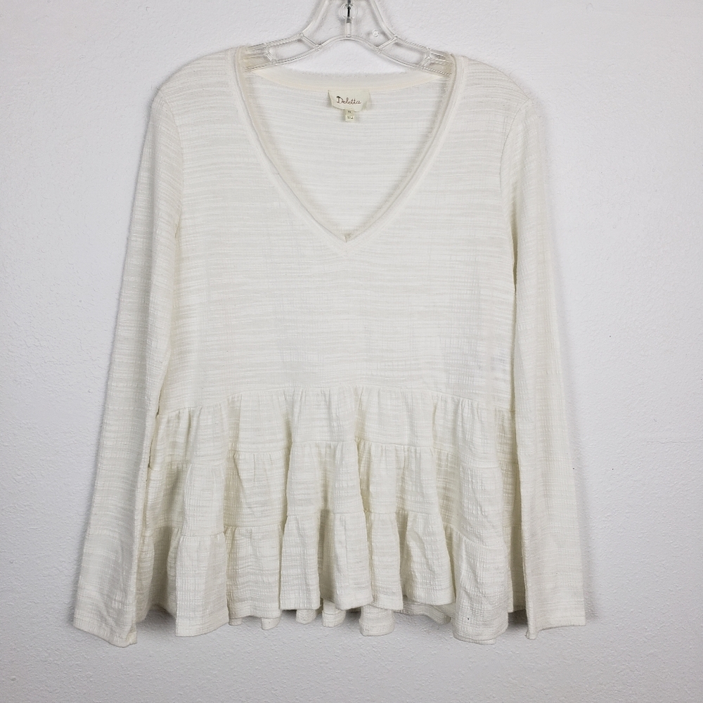 Anthropologie | Deletta peplum long sleeve top XS